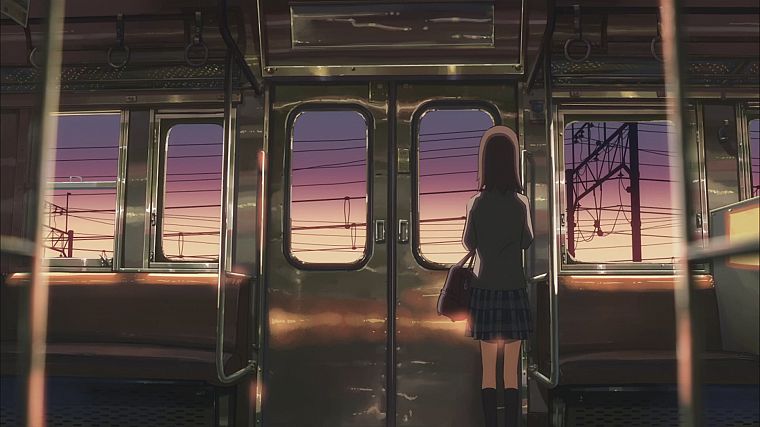поезда, Макото Синкай, одиноко, 5 сантиметров в секунду, аниме - обои на рабочий стол
