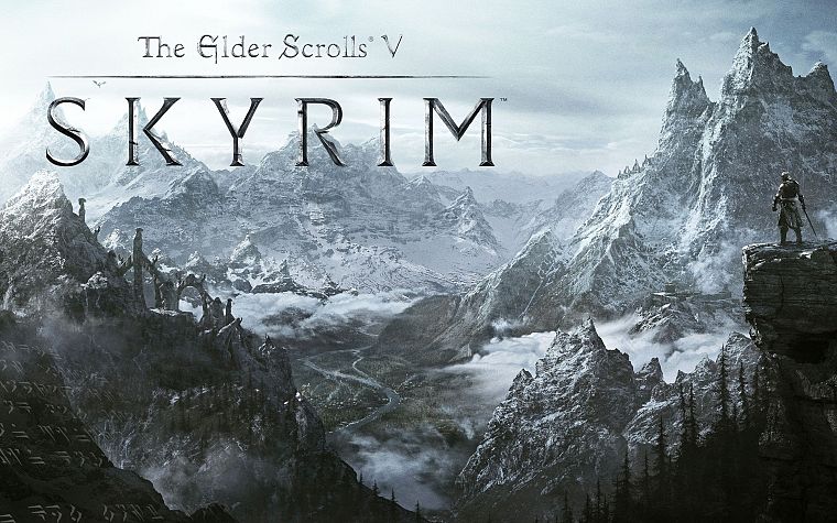 горы, пейзажи, зима, снег, рыцари, Фэнтази, произведение искусства, The Elder Scrolls V : Skyrim, игры - обои на рабочий стол