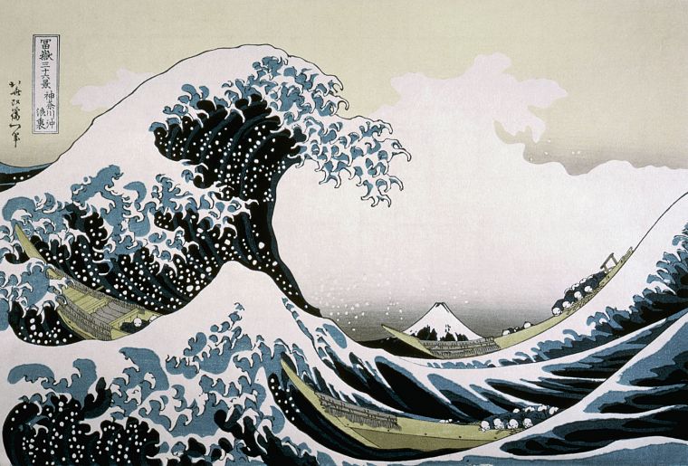 волны, рисунки, Большая волна в Канагава, Кацусика Хокусай, Тридцать шесть видов горы Фудзи, море - обои на рабочий стол