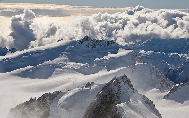 горы, облака, природа, снег, Новая Зеландия - обои на рабочий стол