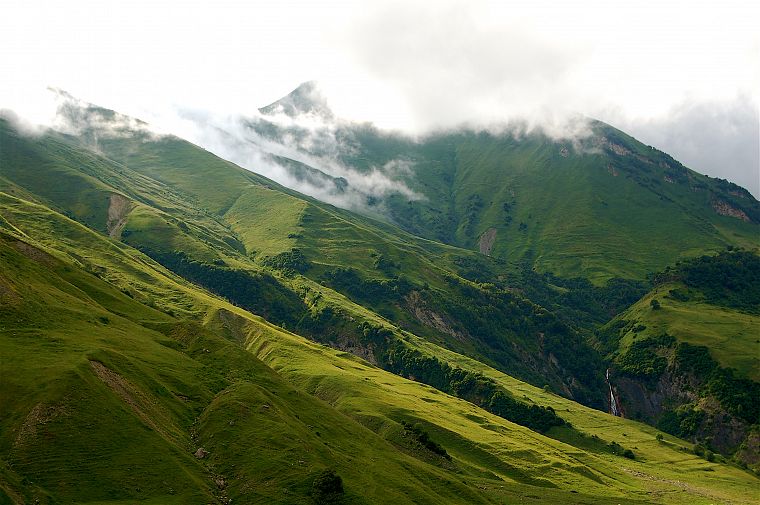 горы, пейзажи, природа, дым, Кавказ, Кавказ - обои на рабочий стол