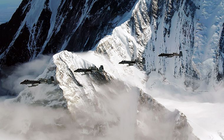 горы, снег, А-10 Thunderbolt II - обои на рабочий стол