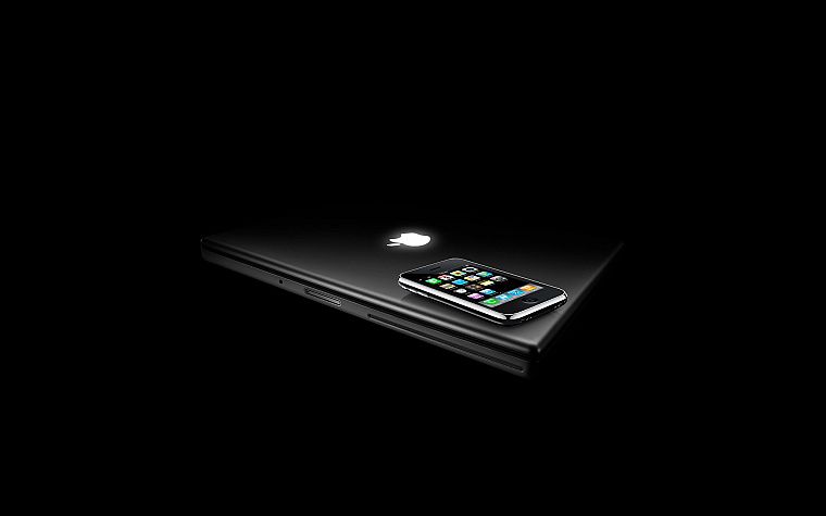 Эппл (Apple), iPhone, темный фон - обои на рабочий стол
