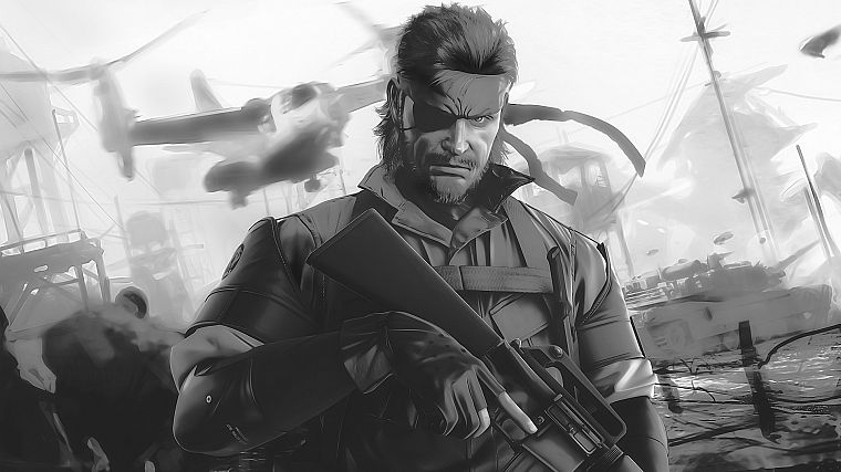 видеоигры, Metal Gear Solid, монохромный, произведение искусства, Peace Walker, Big Boss - обои на рабочий стол