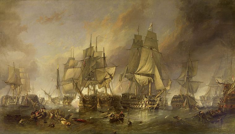 картины, плыть корабль, Трафальгарская битва, море - обои на рабочий стол
