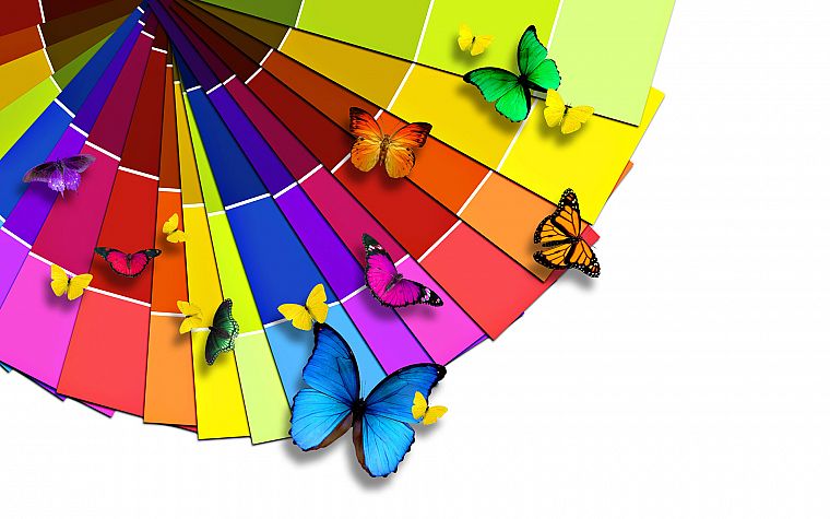 многоцветный, радуга, бабочки - обои на рабочий стол