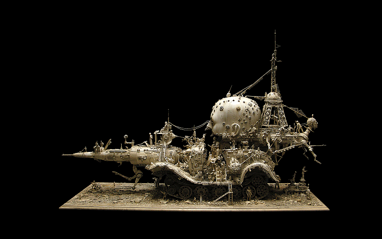 скульптуры, транспортные средства, Крис Кукси, темный фон - обои на рабочий стол