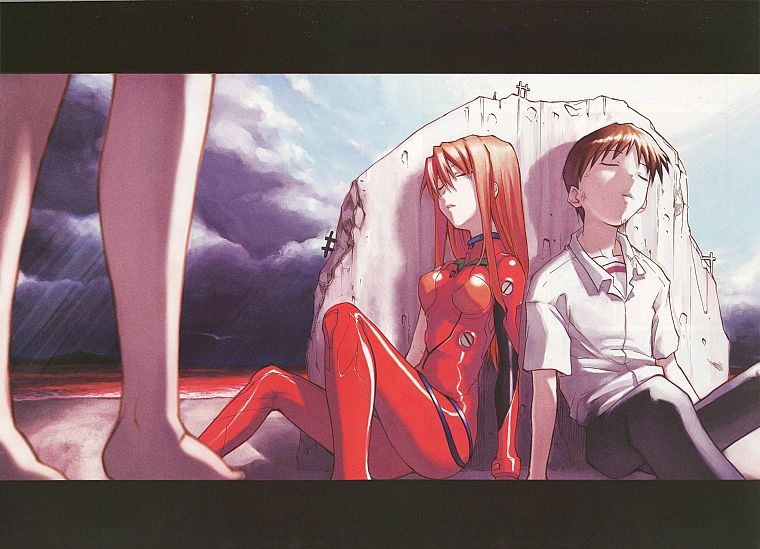 Neon Genesis Evangelion (Евангелион), Икари Синдзи, Аска Лэнгли Сорю, аниме - обои на рабочий стол