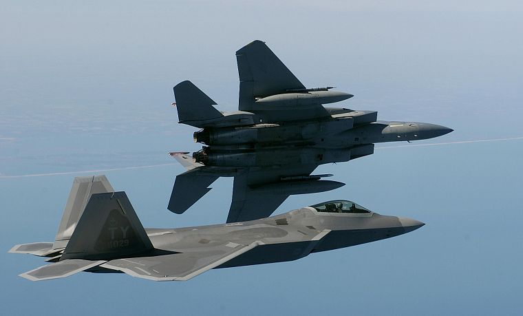 самолет, военный, F-22 Raptor, самолеты, F-15 Eagle - обои на рабочий стол