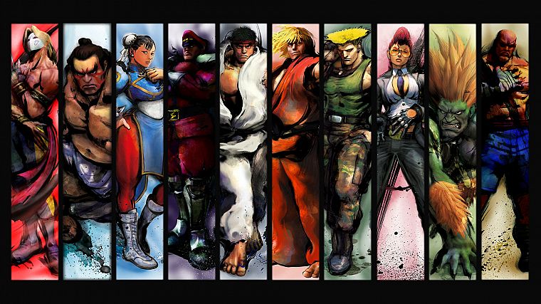 Street Fighter, Рю, Akuma, Chun-Li, Кен, Бланка, М. Бизон, C. Viper, Е. Honda, Коварство - обои на рабочий стол