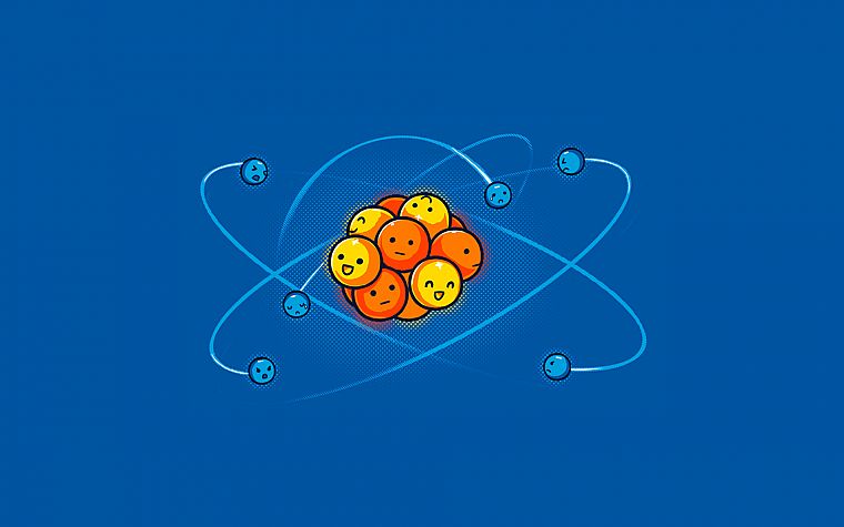 счастливый, смешное, печальный, атом, химия - обои на рабочий стол
