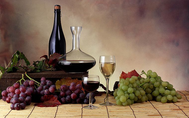 еда, виноград, вино - обои на рабочий стол