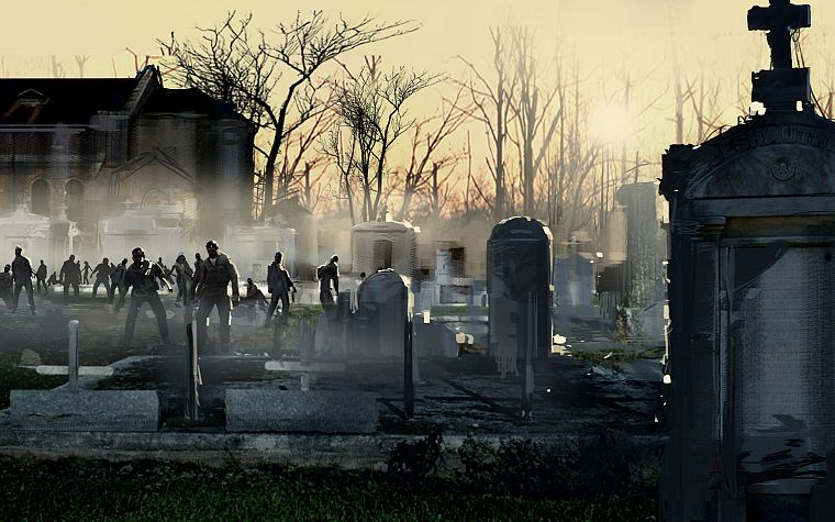 зомби, кладбища - обои на рабочий стол