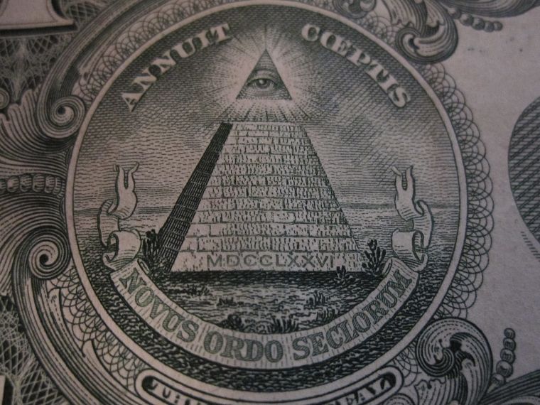 масонский символ, пирамиды, знак доллара - обои на рабочий стол