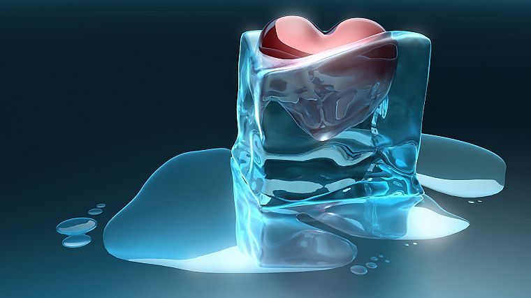 лед, замороженный, плавления, сердца - обои на рабочий стол