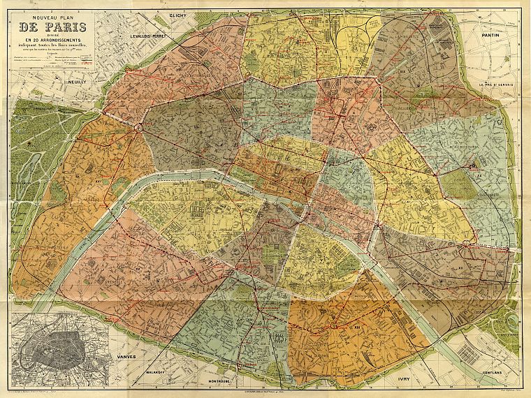 Париж, Франция, карты - обои на рабочий стол