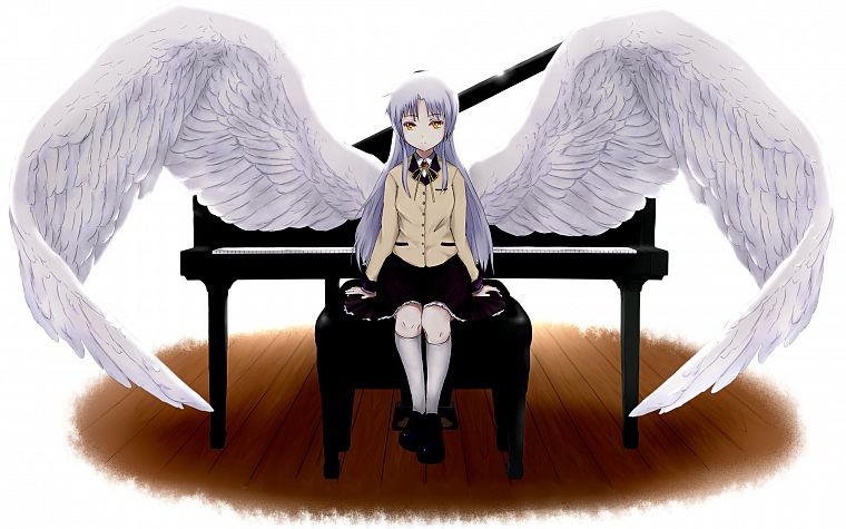 крылья, Angel Beats!, школьная форма, Tachibana Kanade - обои на рабочий стол