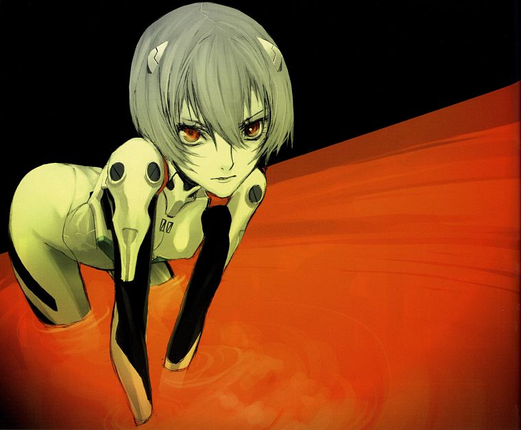 Ayanami Rei, Neon Genesis Evangelion (Евангелион), красные глаза, аниме девушки - обои на рабочий стол