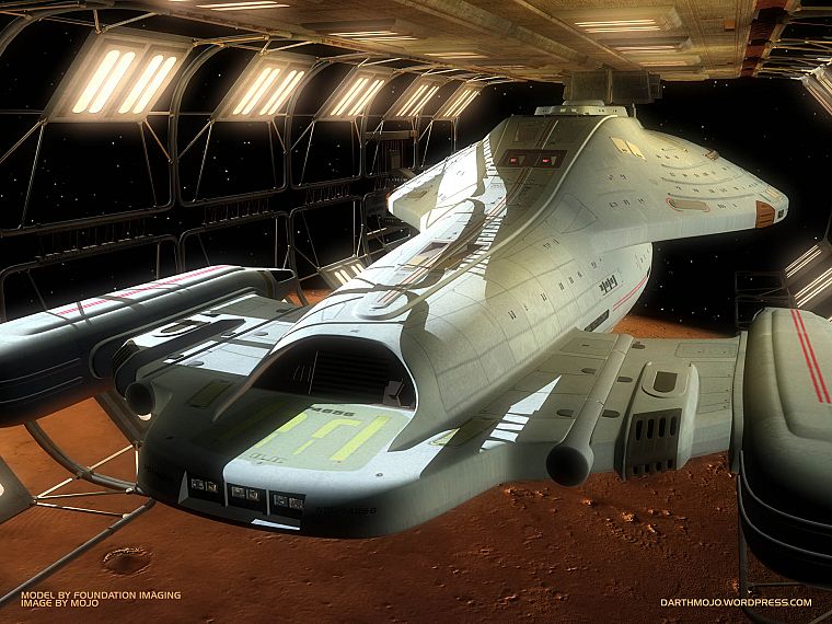 космическое пространство, док, звездный путь, USS Voyager - обои на рабочий стол
