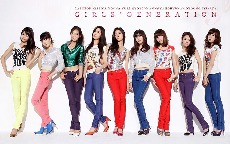 девушки, джинсы, Girls Generation SNSD (Сонёсидэ), знаменитости, высокие каблуки - обои на рабочий стол