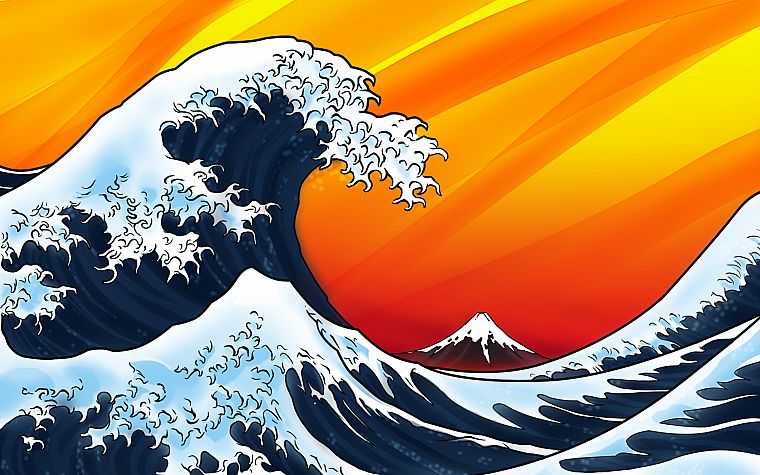 Большая волна в Канагава, Кацусика Хокусай - обои на рабочий стол