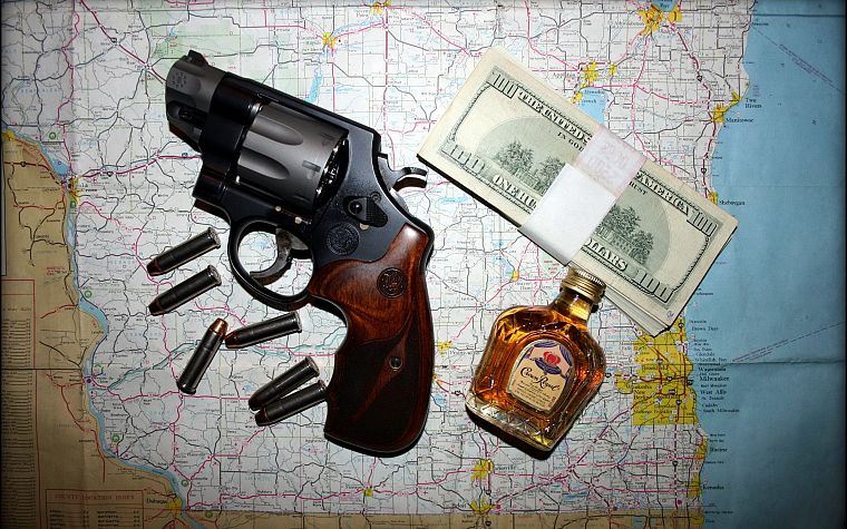 пистолеты, деньги, карты, долларов - обои на рабочий стол
