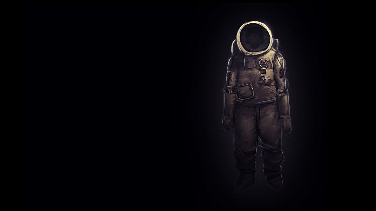 астронавты, скафандры, произведение искусства, темный фон - обои на рабочий стол