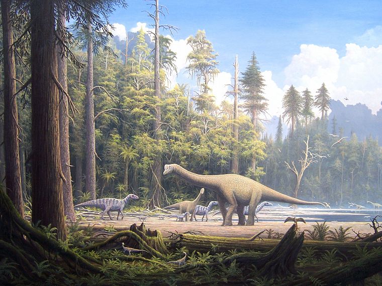 динозавры, произведение искусства - обои на рабочий стол