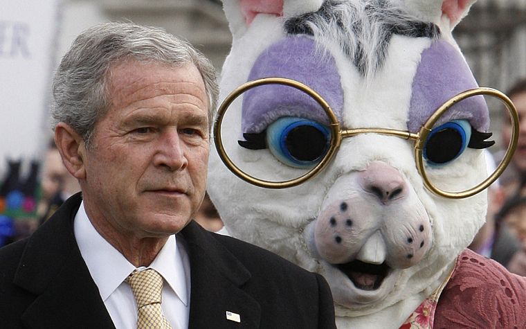 пресмыкающийся, костюм, знаменитости, кролики, президенты, Джордж Буш - обои на рабочий стол