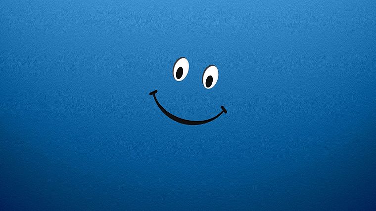 смайлик, улыбка, синий улыбка - обои на рабочий стол