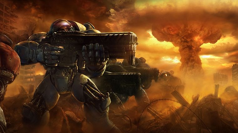 ядерные взрывы, StarCraft II - обои на рабочий стол