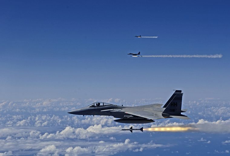 самолет, военный, ракеты, воробей, ВВС США, транспортные средства, F-15 Eagle, реактивный самолет, AIM - 7 - обои на рабочий стол