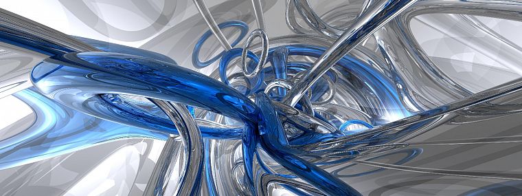 абстракции, синий, серебро - обои на рабочий стол
