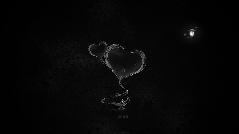 абстракции, черный цвет, минималистичный, лампы, магия, сердца, темный фон - обои на рабочий стол