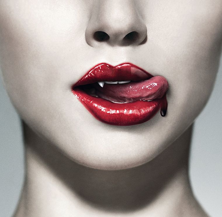 губы, True Blood, язык, вампиры - обои на рабочий стол