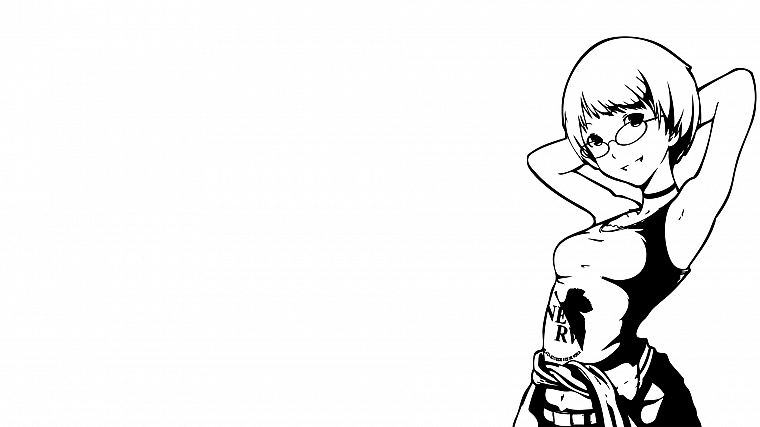 Персона серии, Persona 4, простой фон, аниме девушки, Сатонака Чи - обои на рабочий стол