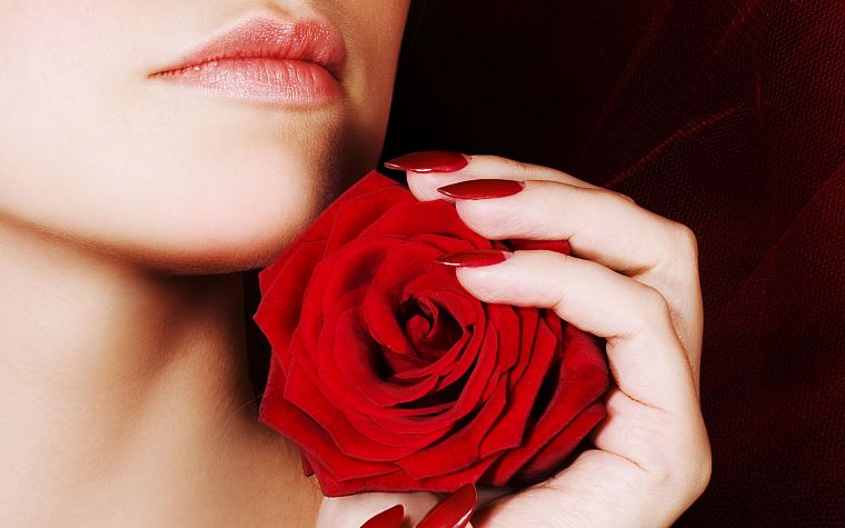 девушки, губы, розы - обои на рабочий стол