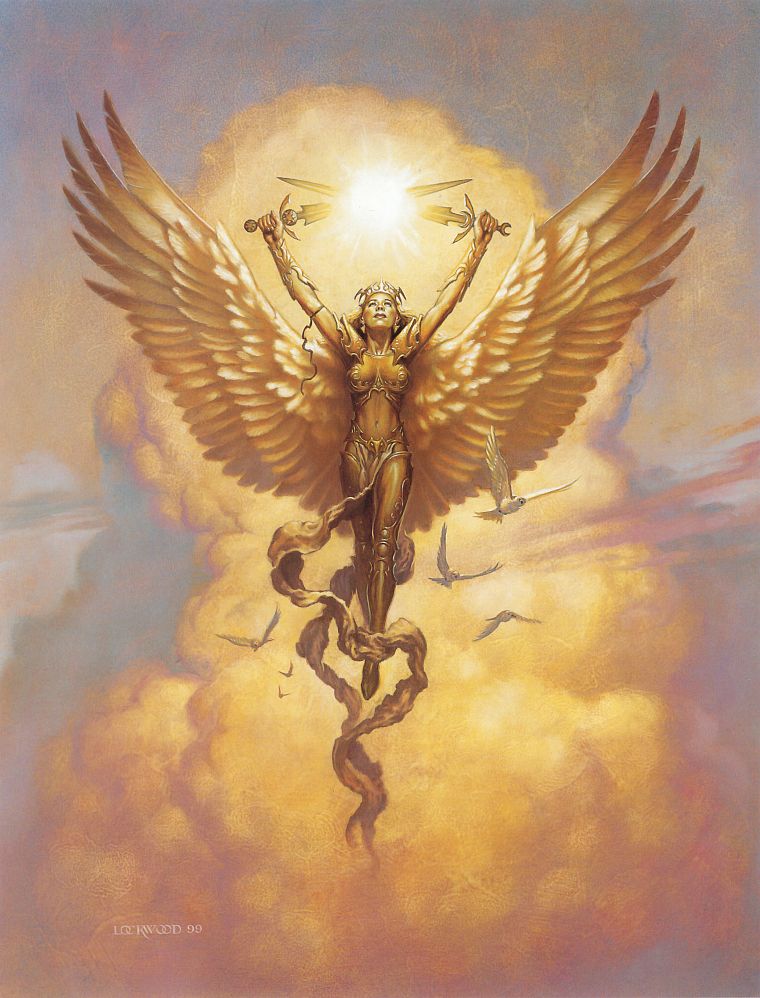 ангелы, крылья, Magic: The Gathering, Фэнтази, произведение искусства, Тодд Локвуд - обои на рабочий стол