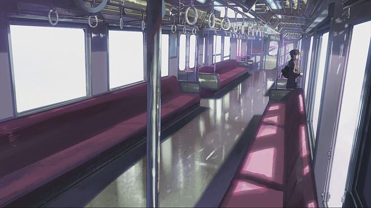 поезда, Макото Синкай, одиноко, 5 сантиметров в секунду, положение, произведение искусства, транспортные средства, аниме, пустой - обои на рабочий стол