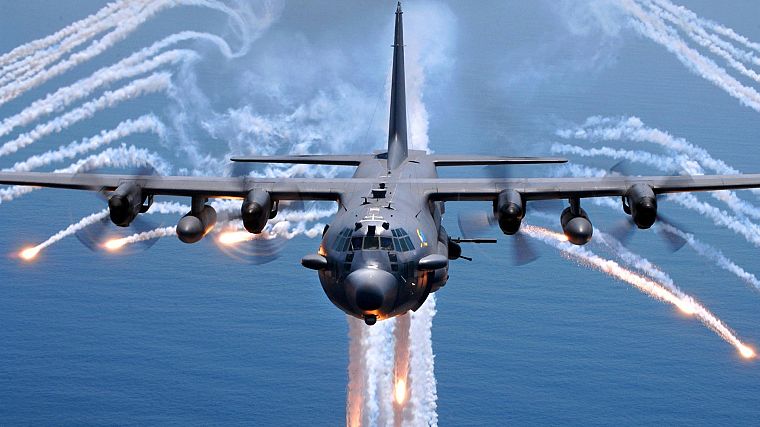 военный, транспортные средства, С-130 Hercules, вспышки, дирижабль - обои на рабочий стол