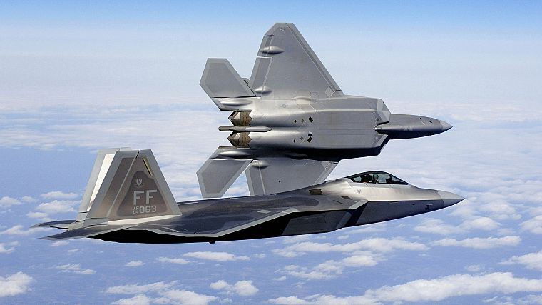 самолет, военный, F-22 Raptor, истребители - обои на рабочий стол
