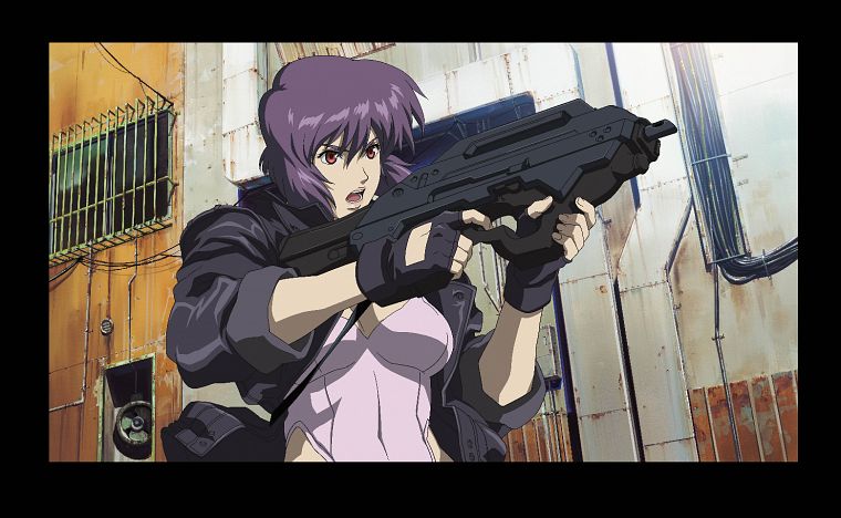 пистолеты, Мотоко Кусанаги, фиолетовые волосы, Призрак в доспехах - обои на рабочий стол