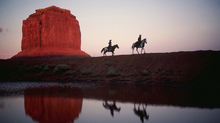 Аризона, верховая езда, скальные образования - обои на рабочий стол