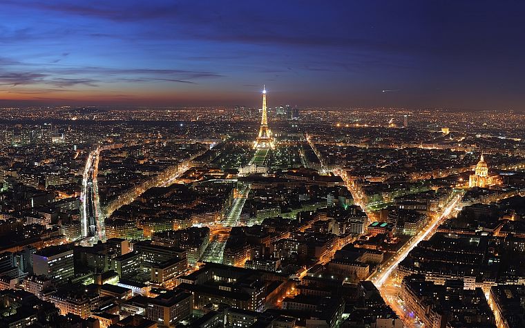 Париж, города, горизонты, ночь, архитектура, Франция, здания, Европа - обои на рабочий стол