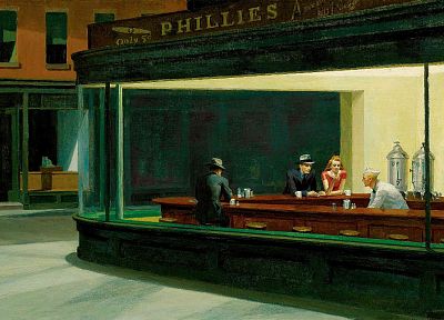 картины, Эдвард Хоппер, произведение искусства, Nighthawks в закусочной - похожие обои для рабочего стола
