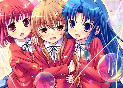 школьная форма, Айсака Тайга, Кусиэда Минори, Toradora, Кавасима Ами, аниме девушки - обои на рабочий стол