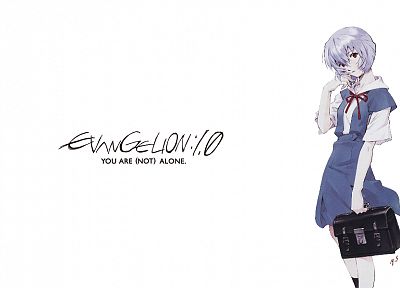 школьная форма, Ayanami Rei, Neon Genesis Evangelion (Евангелион), одиноко, простой фон - обои на рабочий стол