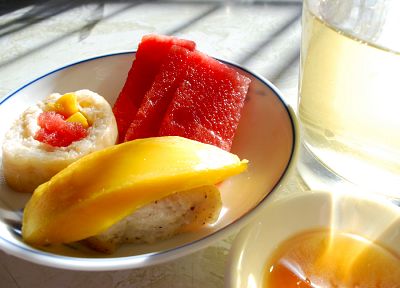 арбузы, суши, манго - обои на рабочий стол