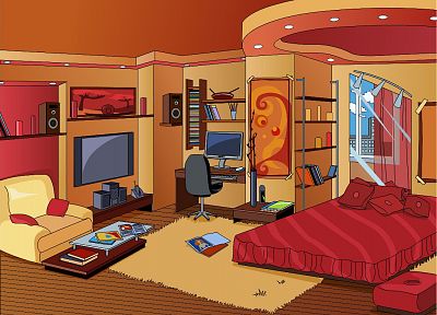 комната, аниме - оригинальные обои рабочего стола