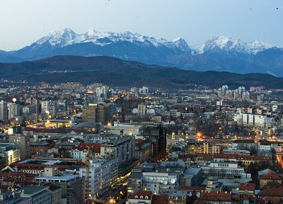 закат, города, Словения, Любляна - случайные обои для рабочего стола